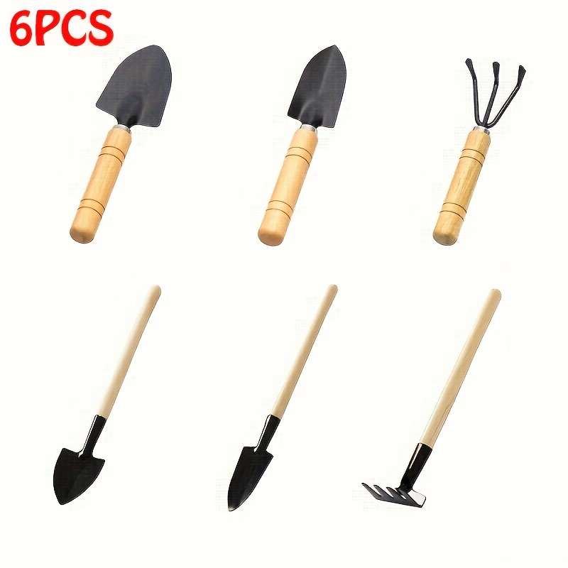 

6- Gardening Tool Set - Metal And Wooden For And Planting, , Succulents And Shovel And Tool For Effective Loosening Gardening And