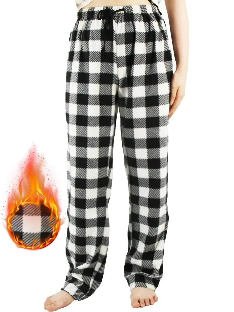 Women Pajama Pants Fuzzy Pack Long Thermal Lined Pj Bottoms Soft Drawstring Lounge Sleepwear Christmas