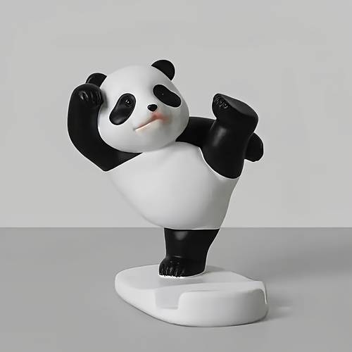 adjustable panda shaped phone stand compatible with smartphones pvc material cute room decor accessory