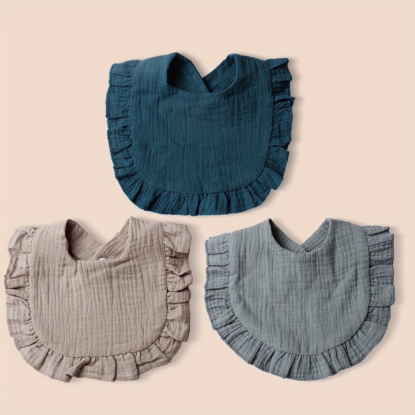 10pcs Baby Solid Color Bibs with Lace, Cute Infant Bibs