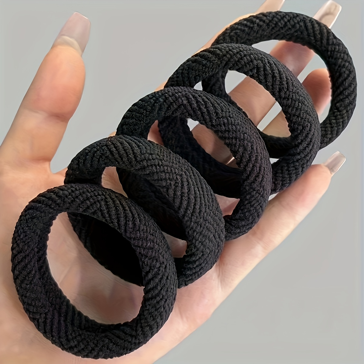 5 10pcs   style striped high elastic hair band thick seamless ponytail rope rubber band