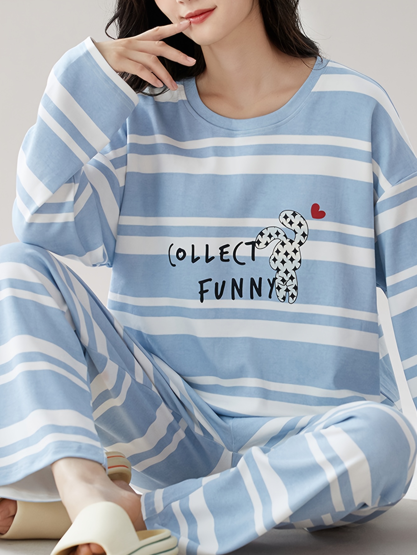 Pyjama Femme 2 Pièces Manches Longues – Coton Doux – Col Boutonné – Confort Automne/Hiver