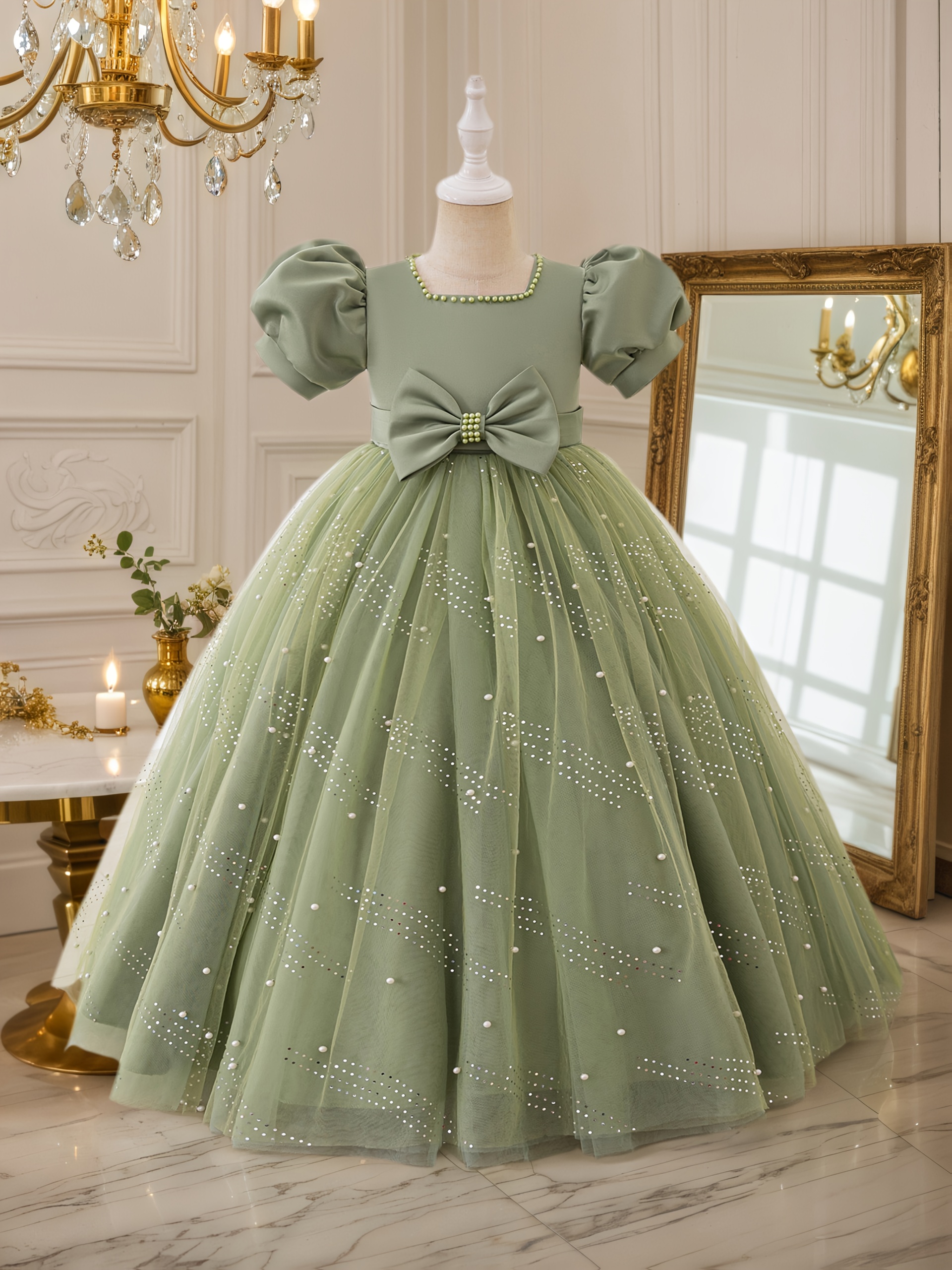 wedding party dresses for young ladies Girls Floral Tulle Gown Tulle Ball Gown with Lace Bodice