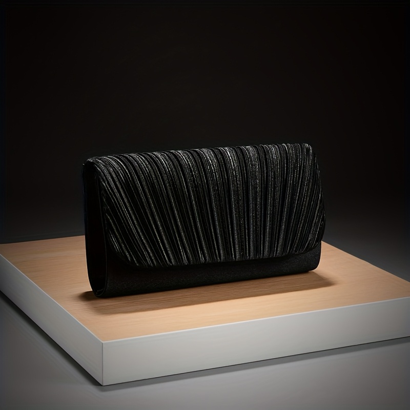 TEMU New Solid Color Evening Dress Bag With Pleated Design, A Stylish Storage Bag For Women Suitable For Parties , Versatile Evening Gown Bag With