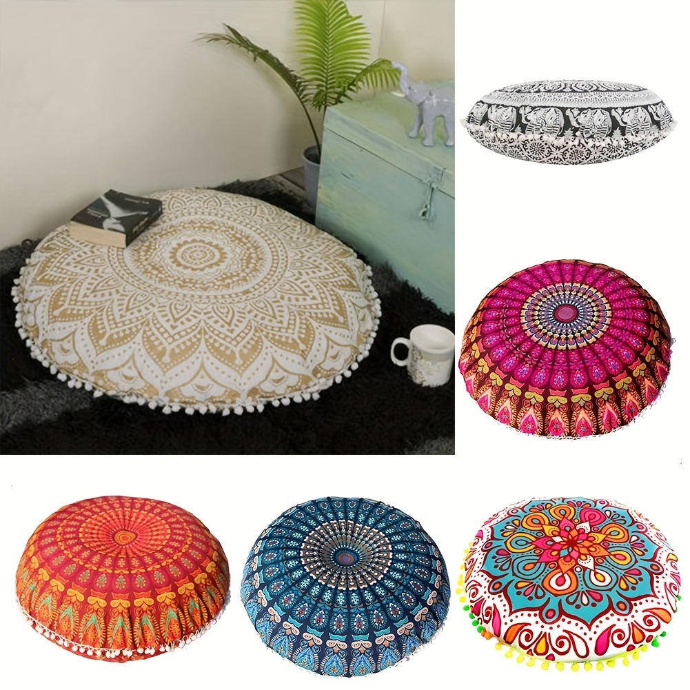 

Bohemian Tropical Floral Round Pillow Cover 16.9" - Machine Washable, Zip Closure, Versatile Home Decor For Living Room & Bedroom