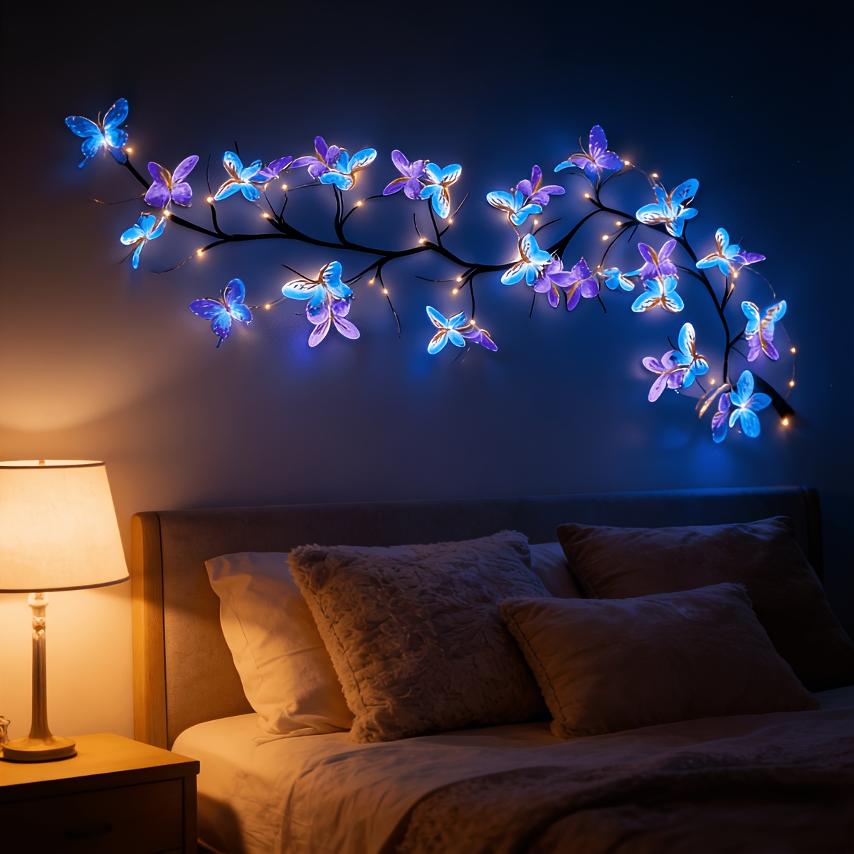 TEMU 1pc Branch Led String Lights, Usb Powered With 8 Lighting , 36led Fairy Lights Suitable For Indoor Room, Living Room, Office, Fence, Wall