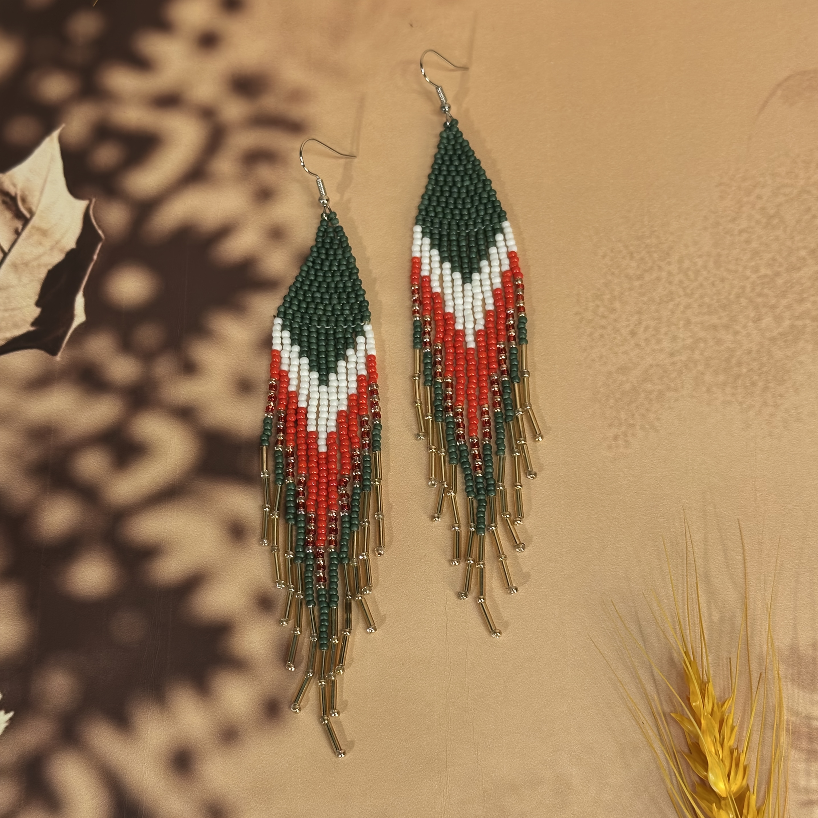 Women's Handmade Beaded Tassel Earrings in American Style