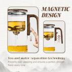 600ml enchanti tea pot glass kettle teapot with wooden handle one click switch tea filtration teapots glass tea pot