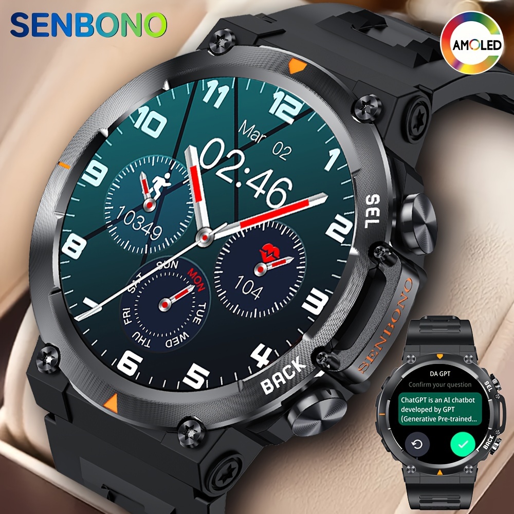 

Senbono Men Smart Watch With Wireless Call, 1.46inch Amoled Screen, Alway On Display Screen, Ai Gpt, Ai Watch Face, Sports Fitness Watch With Step, Calories Sport Smartwatch For Men