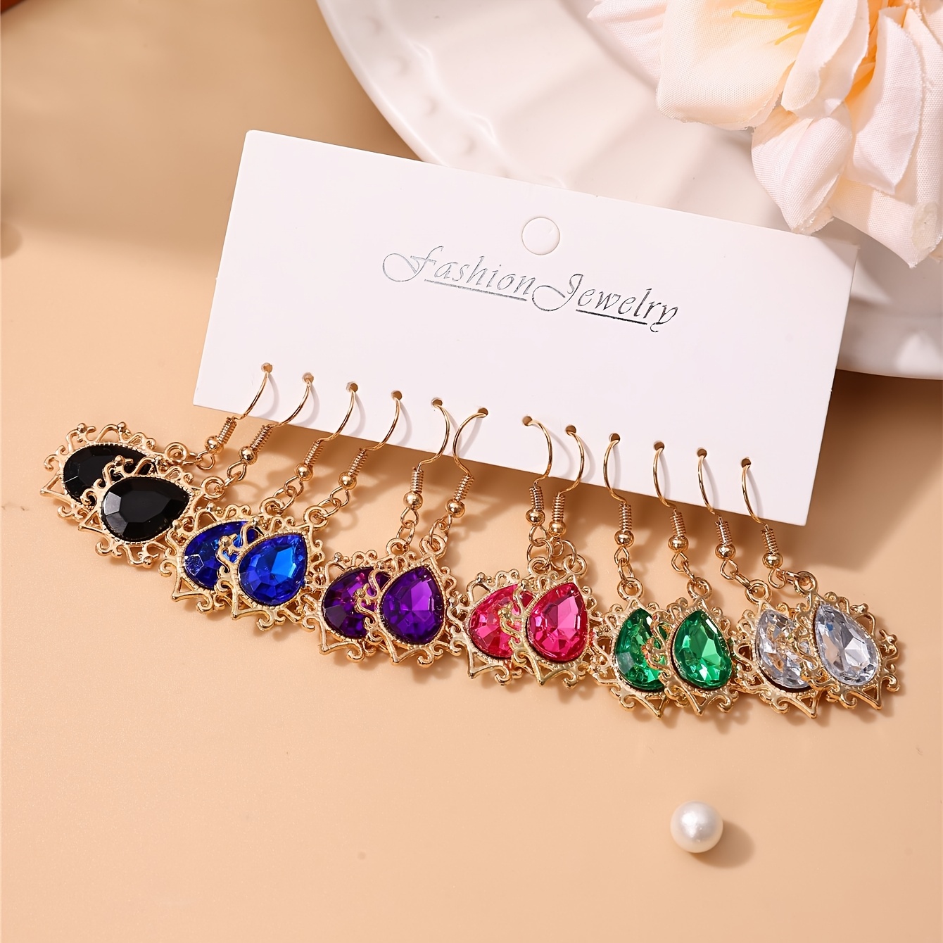 TEMU 6 Pairs Of Pendant Earrings, Exquisite Dangle Earrings Multi-piece Set, Women's Holiday Parties And As A Delicate Gift For Girlfriends