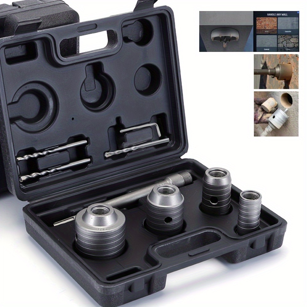 

8pcs Saw Set Saw Kit Bit Set, Reamer 30mm 40mm 50mm 60mm Saw Cutting Kit Round Rod 220mm For Air Conditioner Installation