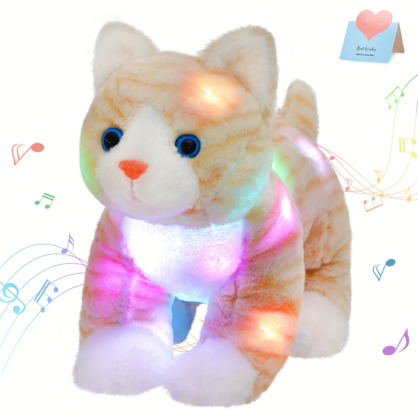 

Glowing Music Cat Stuffed Animal(without Battery), Cute Soft Cat Plush Toy, Birthday Gift For Kids, Sleeping Doll For Boys Girls, Christmas Party Decoration