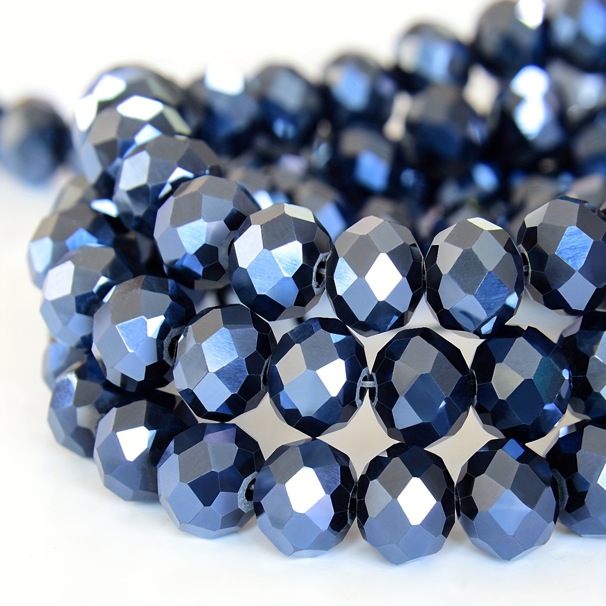 

65/85/120pcs Navy Blue Glass Beads – Sparkling Flat Spacer Beads For Making, Bracelets, Necklaces, Earrings, Keychains, Home Décor & Craft Projects – (4/6/8/10mm) - Beads & Bead Assortments