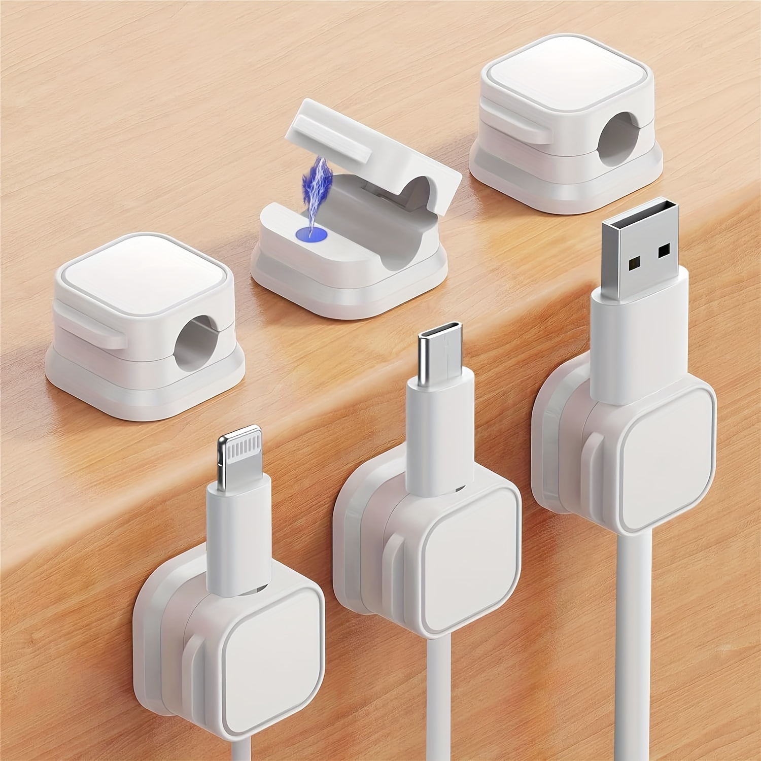 

6 Pcs Magnetic Cable Clips: Organize Your Cords With Ease - Perfect For Car, Office, Home, Wall, And Night Table