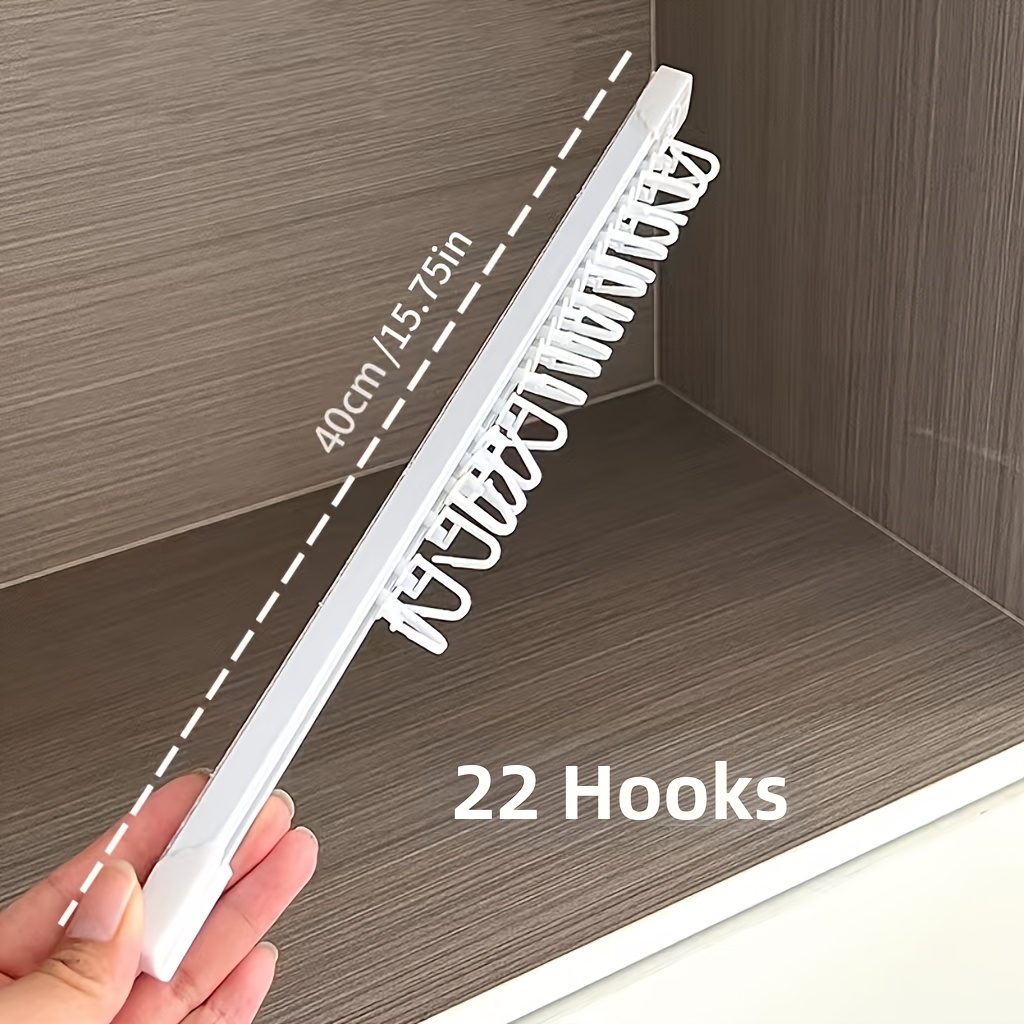 TEMU 1pc Pulley-style Multi-functional Auxiliary Hook With 22 Hooks, No Drilling Required, Can Hang Keys/hair Ties/rubber Bands/data