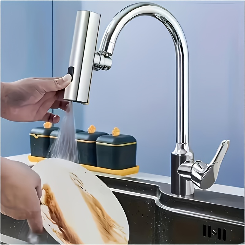 [1pc Grifo de Cocina] 1pc Grifo de Cocina Moderno con Cascada Giratoria de 360° 3 en 1, Aireador de Ahorro de Agua, 3 Modos de Flujo | Extremo Pulido, Extensión de Aumento de Presión, Boquilla Antisalpicaduras, Grifo de Cocina para RV, Grifo de Fregadero de Cocina