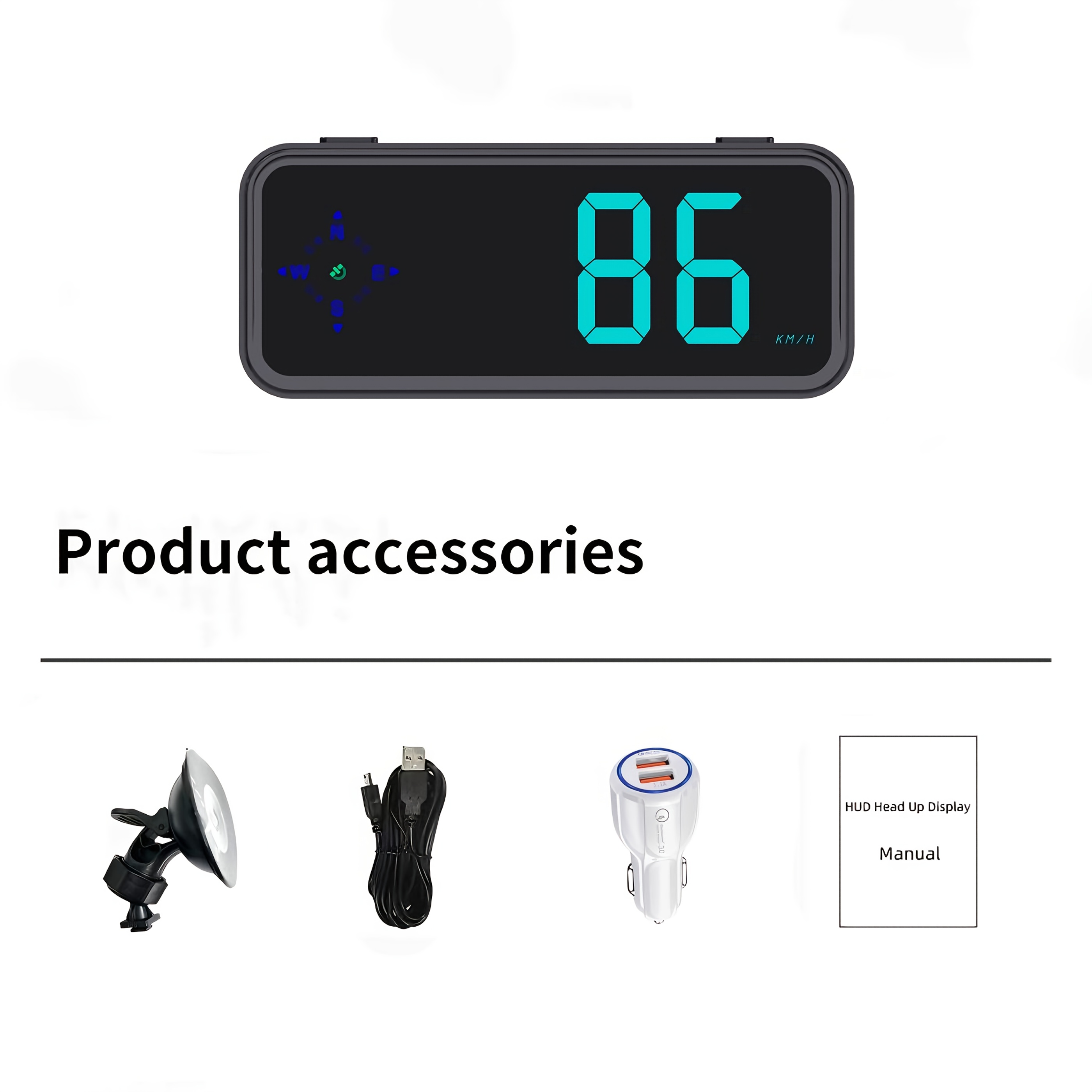 TEMU Universal Car Digital Speedometer Hud - Red/green/blue Light, Compatible With All Car Models, No Battery Needed, , Easy To Read Speedometer |