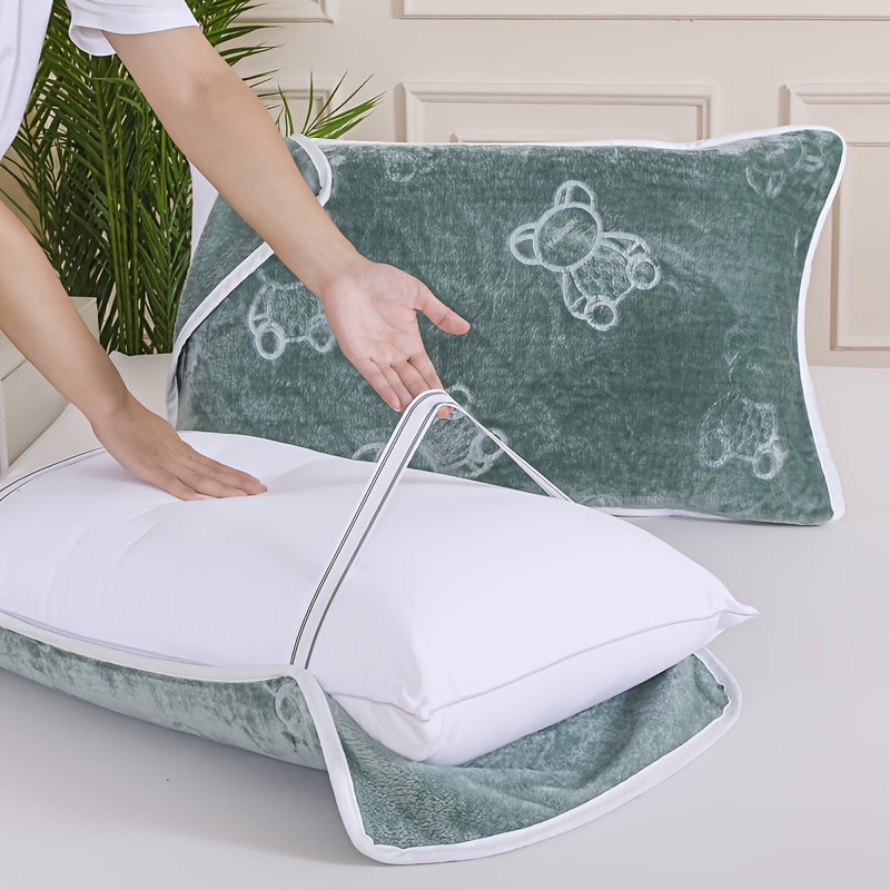 TEMU Taie d'oreiller confortable en velours lait avec deux élastiques sur le dos pour un changement et un lavage faciles, 50 x 76 cm, ensemble de 2