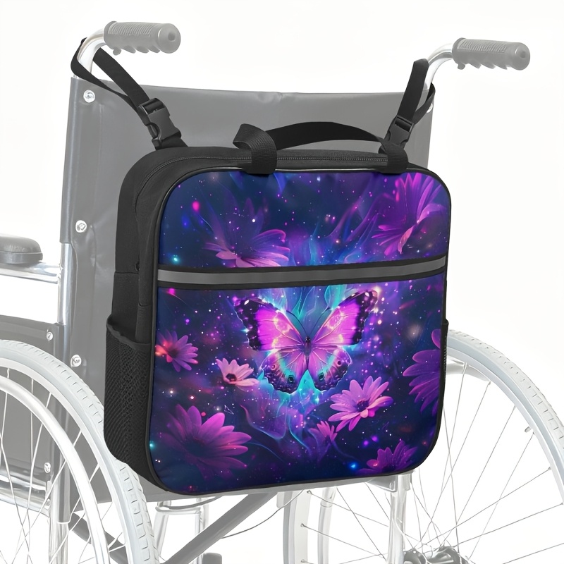 E-shop Rollstuhl-Zubehörpaket mit Schmetterlingsdruck, passend für Sitz Roller, Einkaufstasche, großer Stauraum mit Griff – Multifunktionale