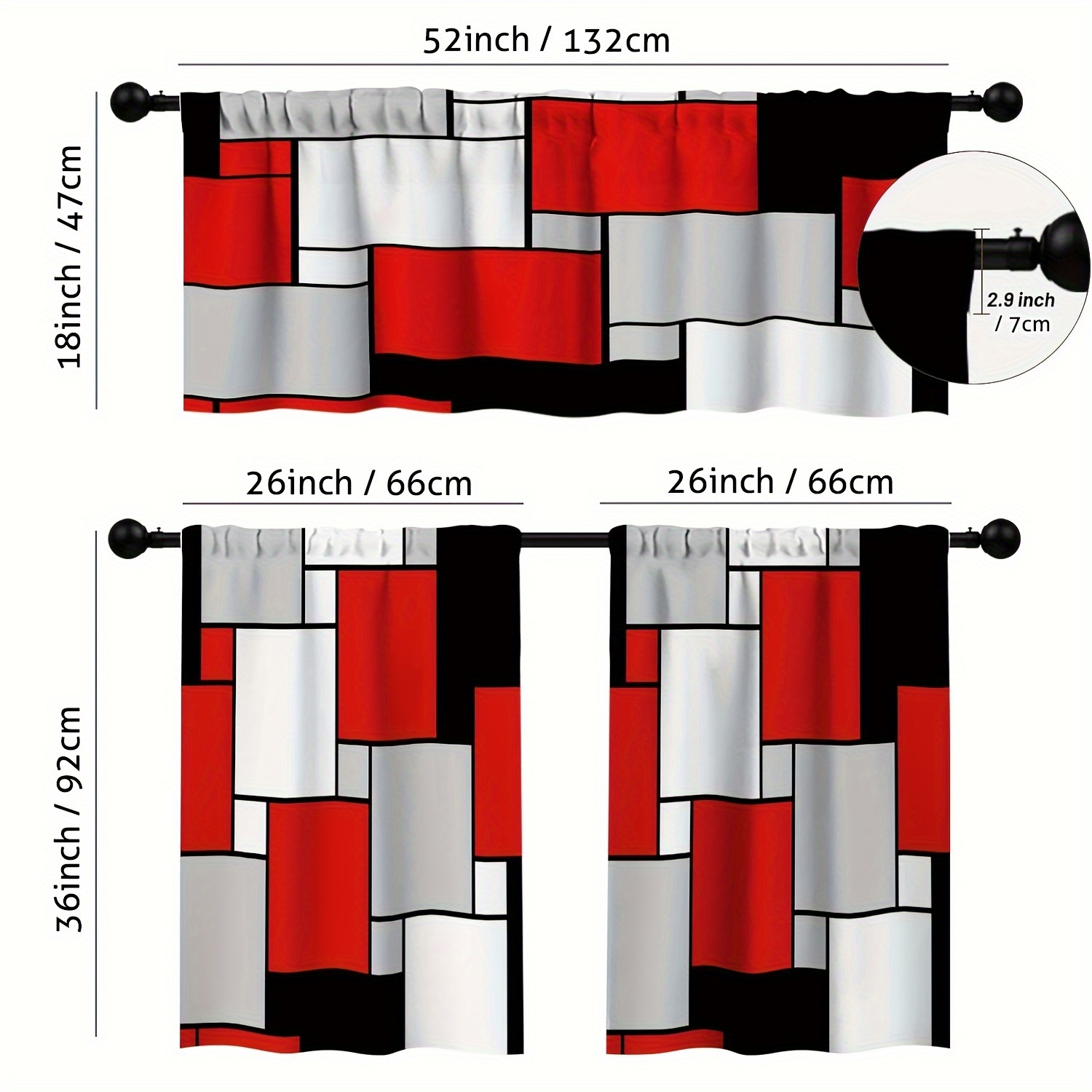 TEMU Grey Kitchen Curtains And Valances Set 3pcs Kitchen Curtains Sets For Windows Kitchen Curtains 36 Inch Length Floral Kitchen Curtains Window Tiers For Living Room Bedroom