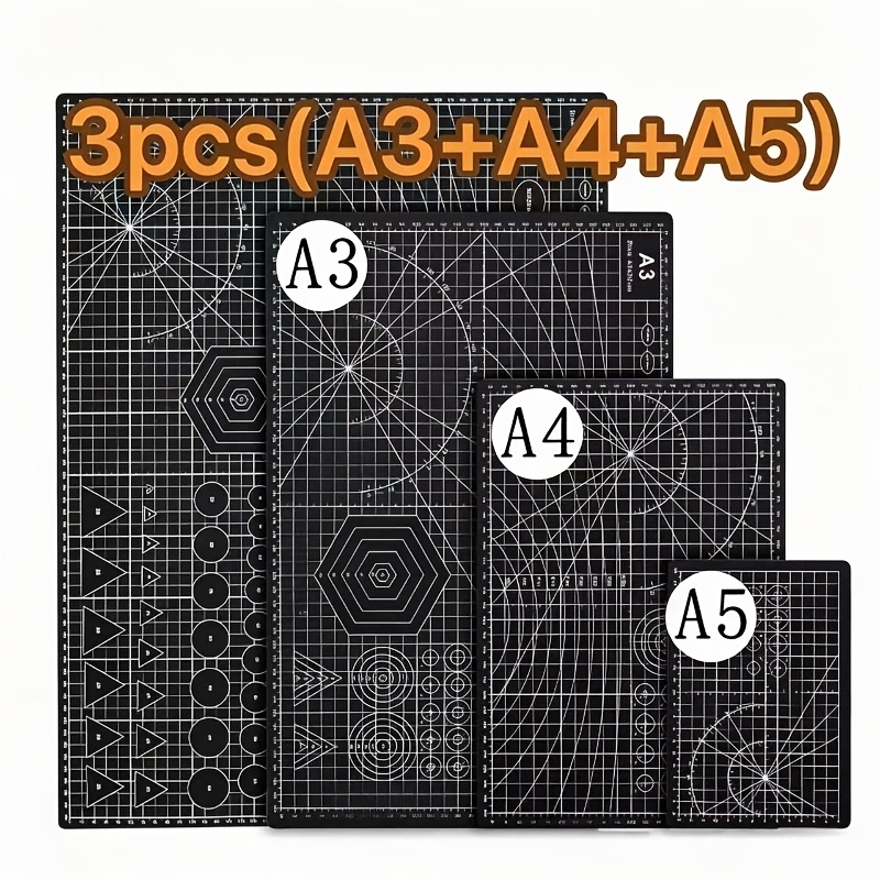 TEMU 3pcs Set Includes A3/a4/a5 Cutting Tools, Non-slip Grid Ruler. Suitable For Crafting Materials, Double-sided Use, Durable For , Craft Cutting