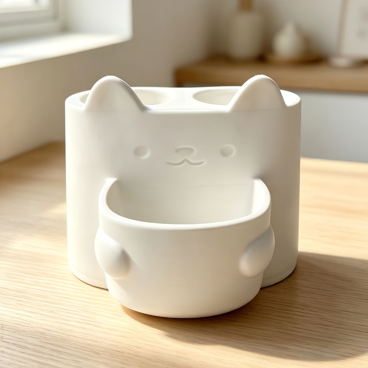 TEMU Porte-dentifrice, Boîte de rangement multifonctionnelle pour brosses à dents de salle de bain, Support de rangement de comptoir de chat, Utilisé