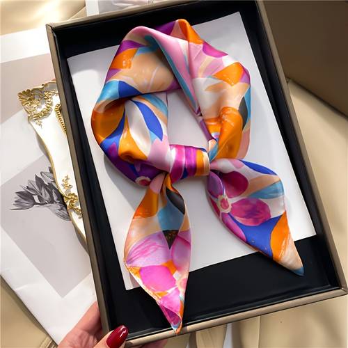 new womens printed no 70 satin square headscarf versatile and fashionable used as a scarf headband headscarf or wind and accessory with a soft and