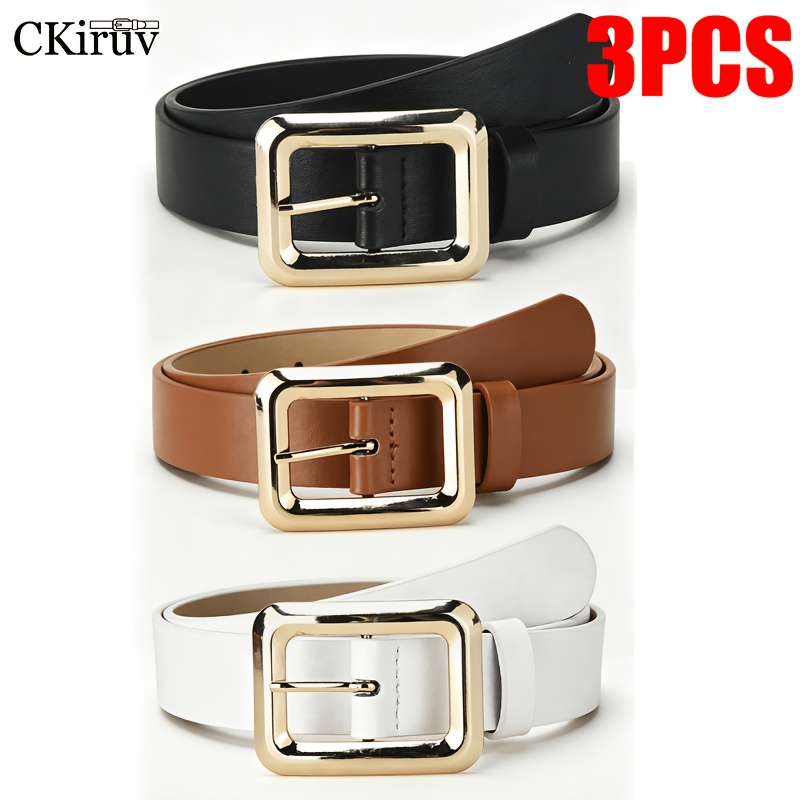 3pcs/2pcs Women's Minimalist Square Alloy Belt, With Casual Clothing, Jeans, And Dresses, Suitable For Daily Commuting, , Light Outdoor Sports, And Versatile Women's Leisure Accessories.