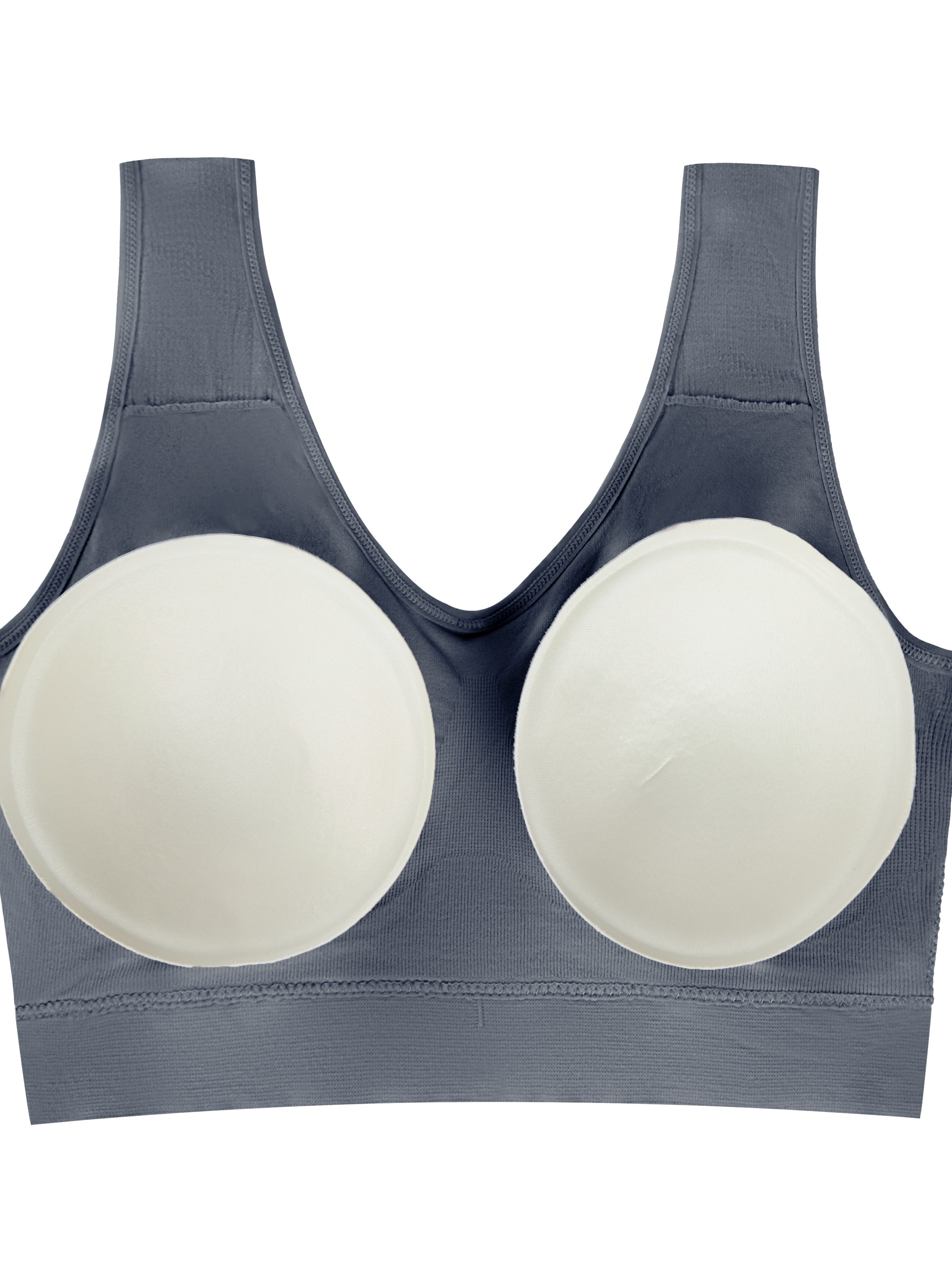 Plus Size Solid Ribbed Full Coverage Seamless Bra Women's - Temu Canada