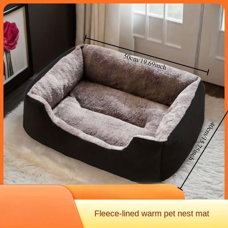 

Lit Confortable Toutes pour Chiens et Chats de Petite à Moyenne Taille - Tapis de Kennel Carré en Polyester Pelucheux, Idéal pour Teddy & Corgi