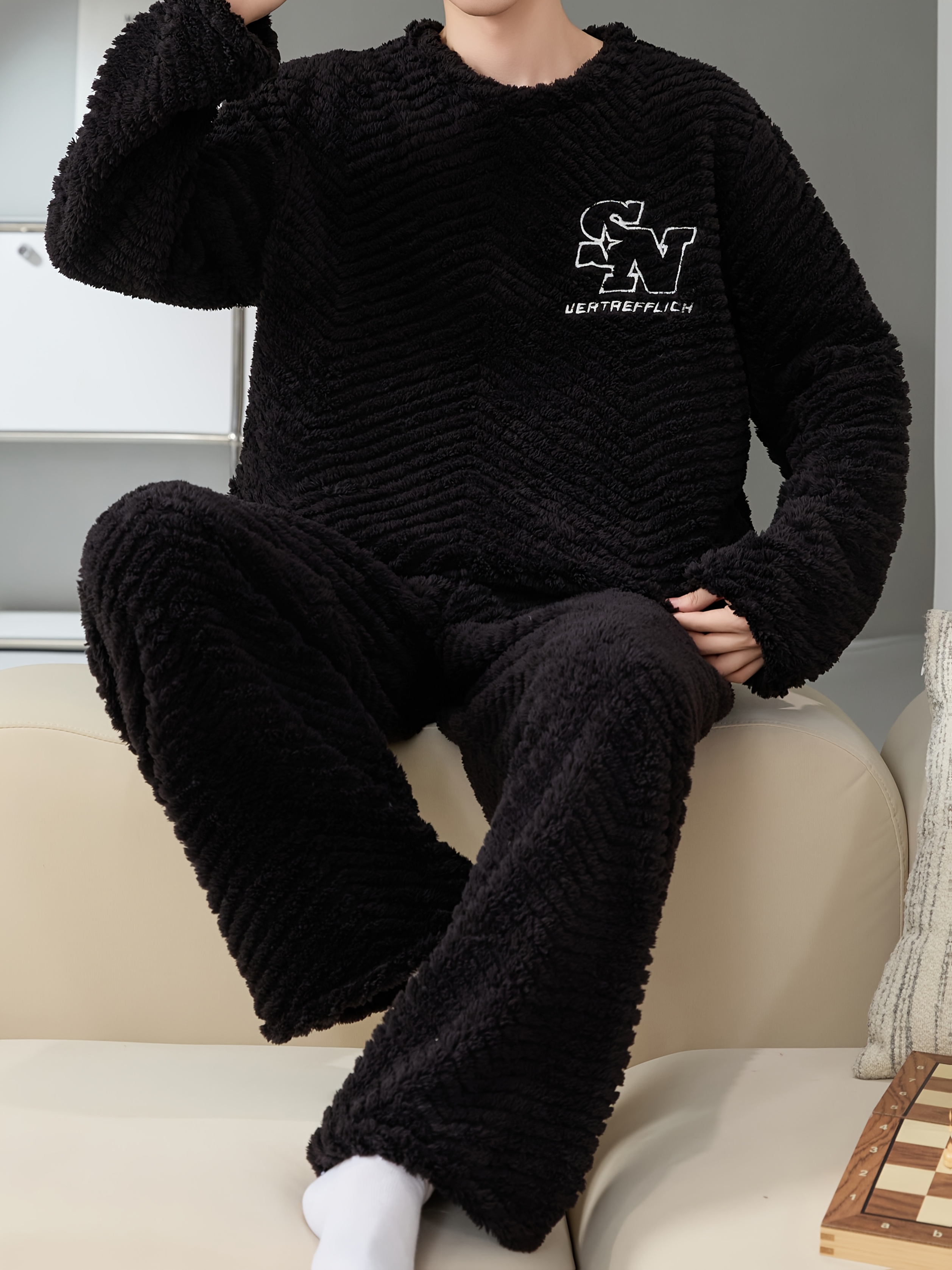 Mens Fleece Black Fluffy Pyjamas Zaful Fluffy Hoodie Pjs Mens