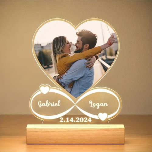 custom acrylic photo logo with name and date in multi purpose home and kitchen decor ideal for wedding anniversaries birthdays mothers fathers day gifts desktop display
