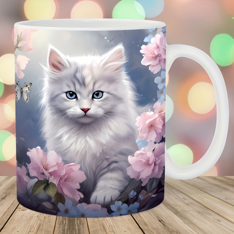 

Adorable Floral Cat Design Uv Dtf Transfer Paper For Mugs And Bottles - Pack Of 1