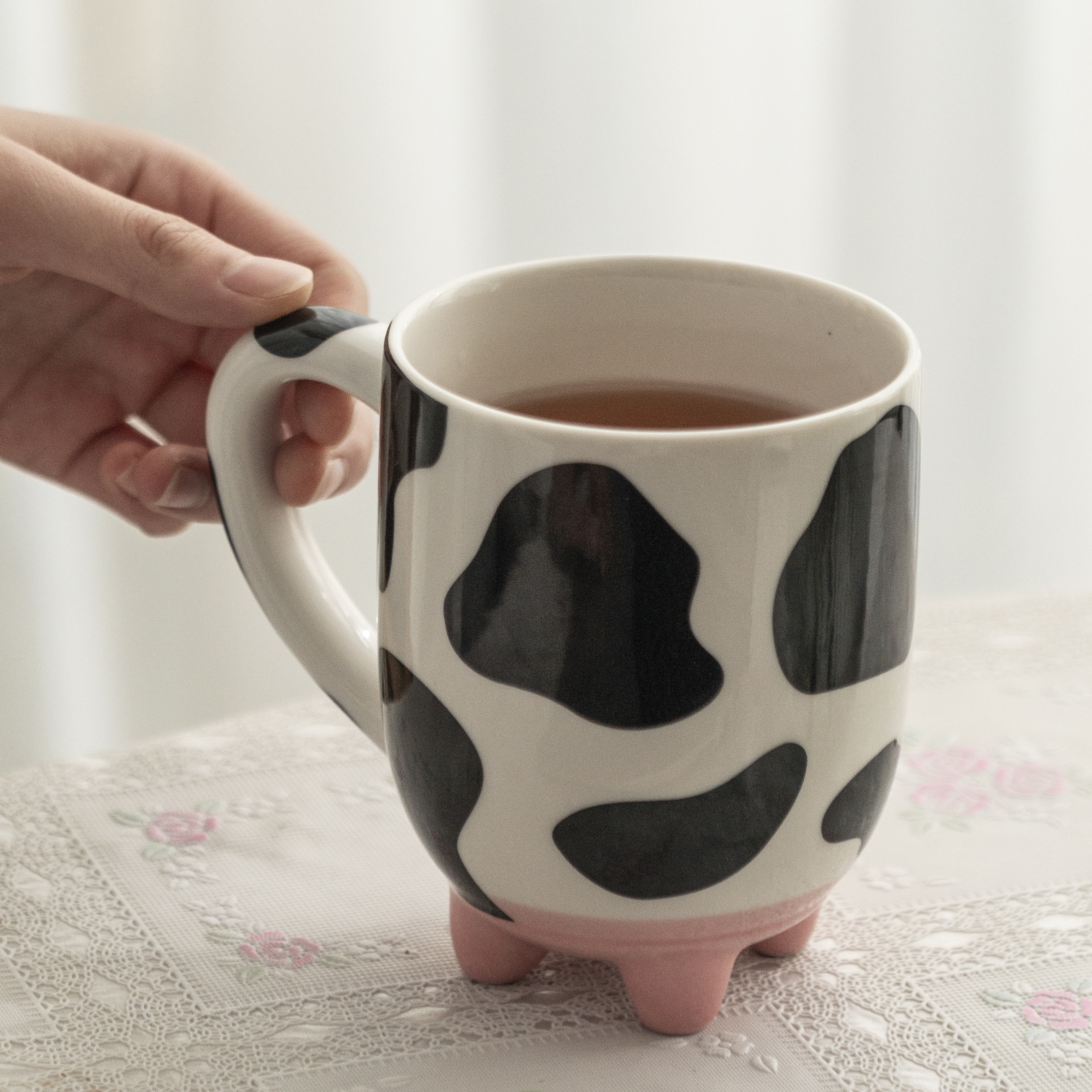 Ceramic Cow Lover Coffee Mug, 20fl.oz Large Capacity Ceramic Coffee Tea Mug, Perfect Cow Pattern Ceramic Mug