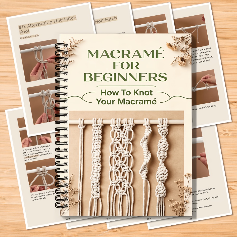 TEMU Cahier d'exercices 1 livre à spirale pour le tricot et le nouage, adapté aux débutants : Cours par de l'artisanat de la corde avec journal