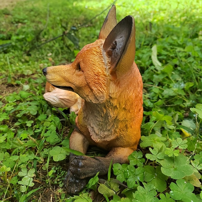 Art Deco Resin Fox Figurine Lying Fox Statue Alphabet Animal Temu