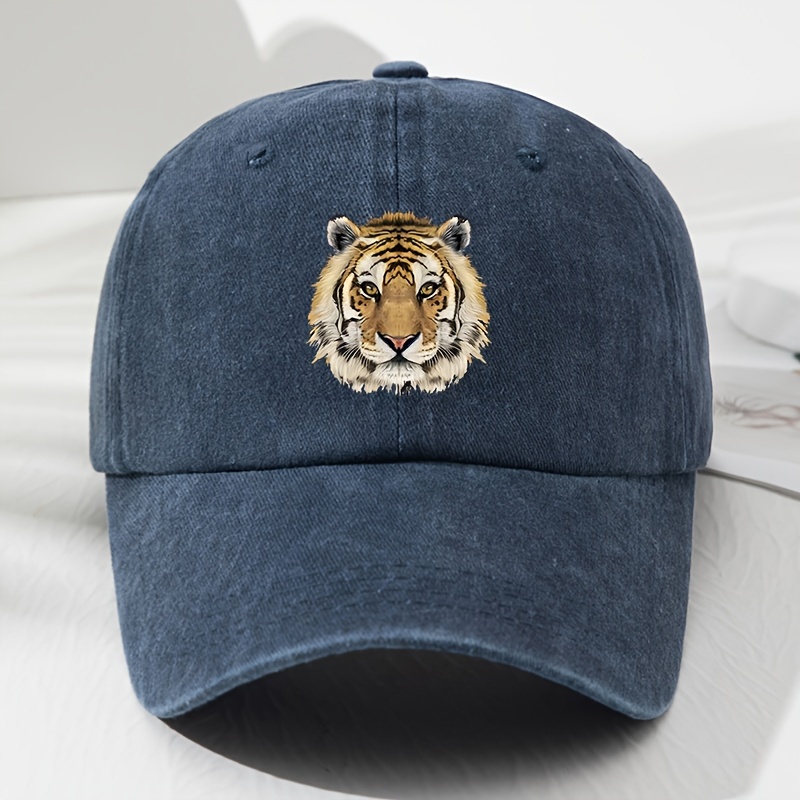 

[customer ] Tiger Print Baseball Cap - Adjustable, Sun-protective Cotton Hat For Outdoor Activities, Fishing & Camping