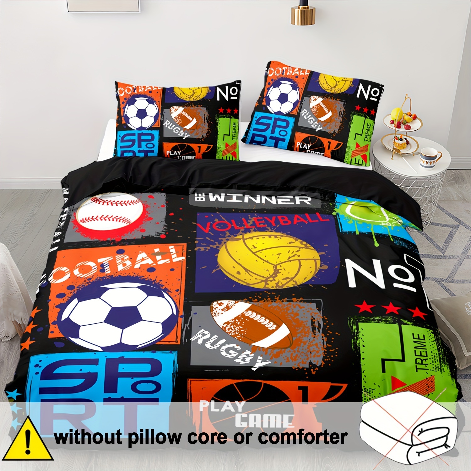TEMU 2/3pcs Duvet Cover Set, Boys Football Sports Duvet Cover Twin, Twin Football Bedding Sets, Twin Bed Set Football, Basketball Bedding Sets Duvet