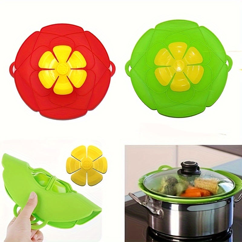 

26cm Silicone Anti-overflow Lid For Home Kitchen - Green, Red, Blue Variants - Non-electric, Heat Resistant,