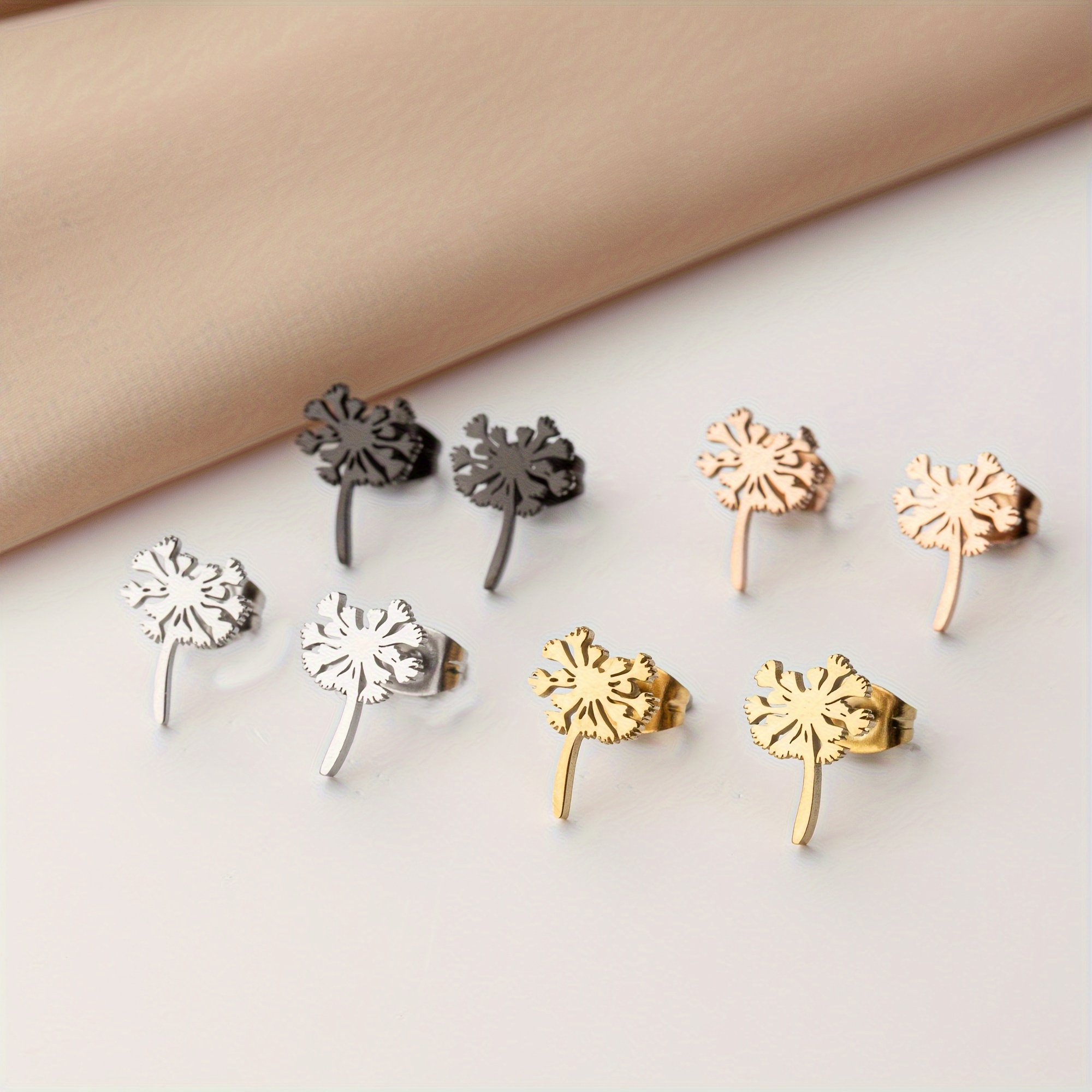 

Vintage Classic Dandelion Stainless Steel Stud Earrings For Women - Timeless Design, No Plating, Hypoallergenic Ear Needle, Ideal For Daily Wear & Festive Occasions - Elegant Flower Jewelry Gift