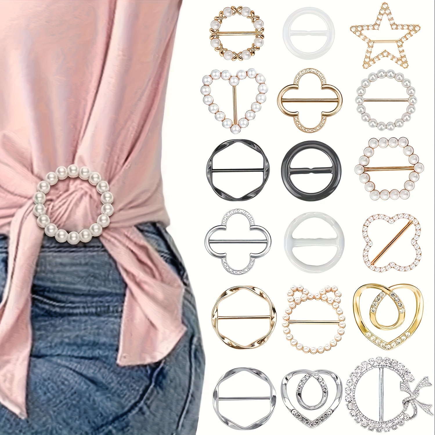 6/18pcs Scarf Rings And Slides For Scarves T-shirt Tie Clips Women's Shirt Waist Tighteners For Loose T-shirt Clothes Scarf , Metal, No Gemstone