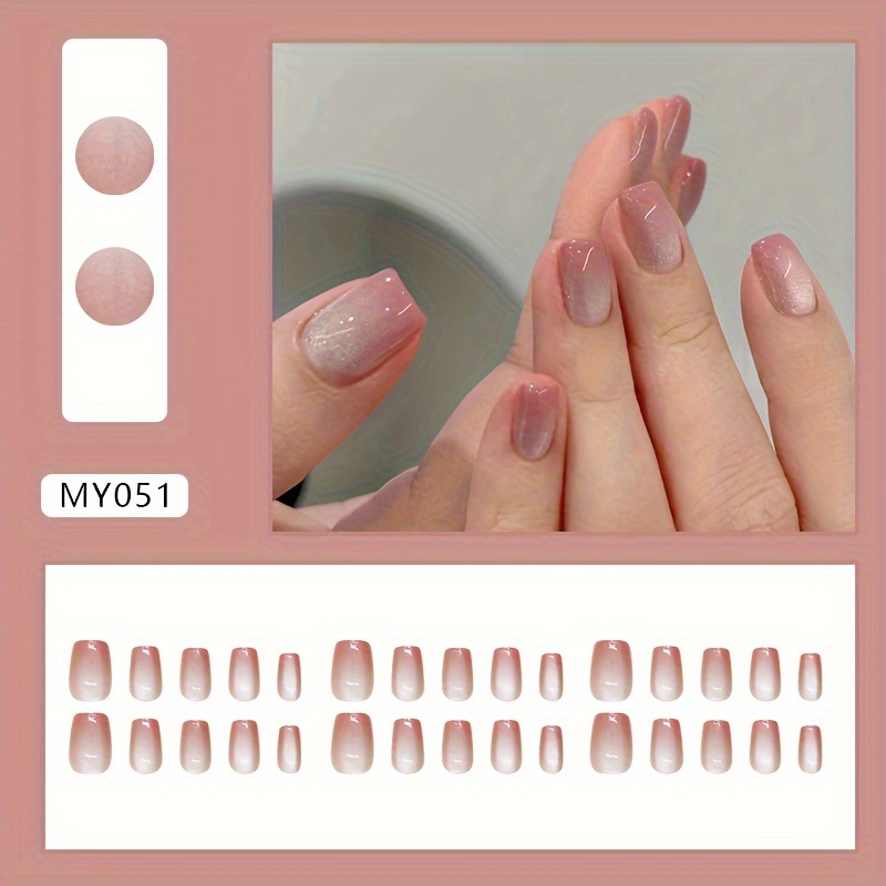 Light- Cat Eye Detachable Nail Tips, Effect, High-end Short Stiletto Nail Tips With Jelly Glue