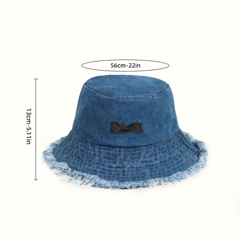 Fashionable Tassel Washed Denim Bucket Hat Versatile - Temu