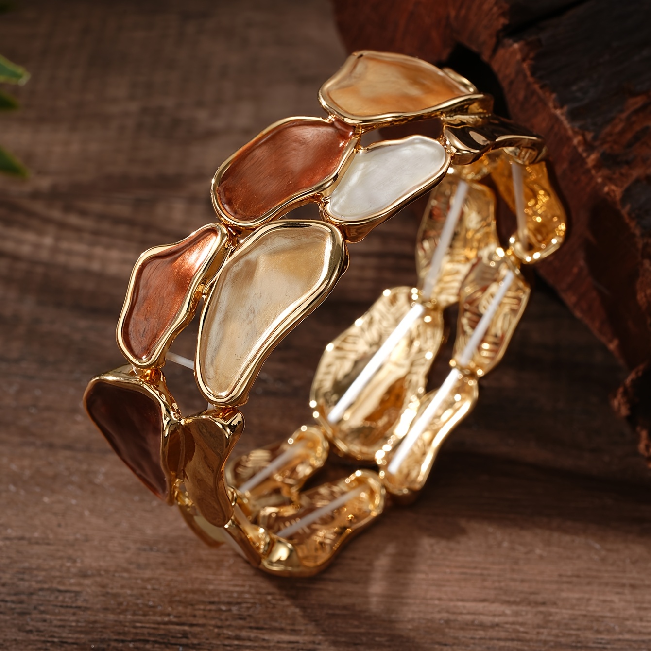 Women's Golden Boho Geometric Enamel Bracelet