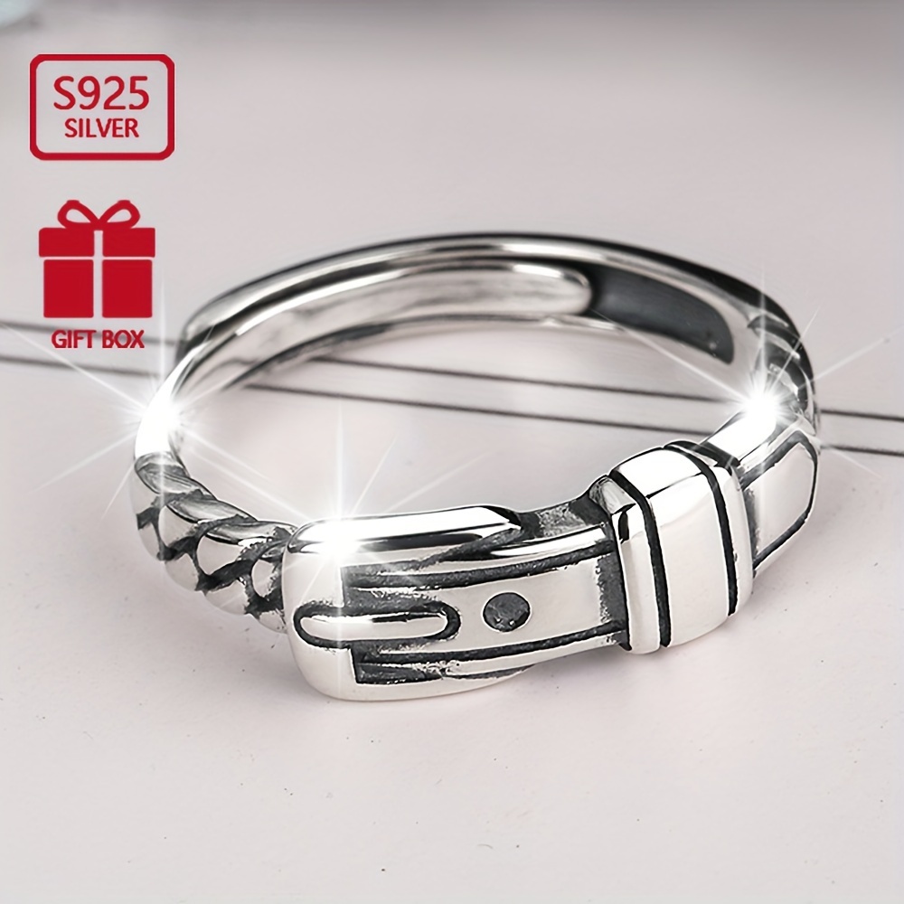 

Vigg Chic Belt Ring - 925 Sterling Silvery, Hip-hop Vintage Style, Casual Attire & Parties, Vigg