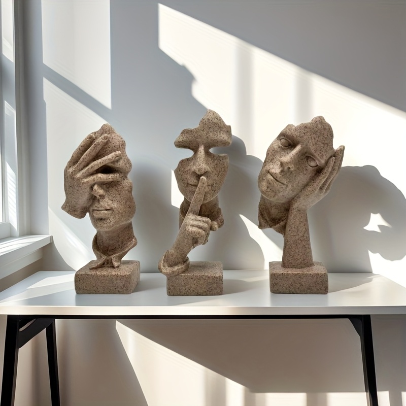 3pcs European handicraft decoration simple abstract character mask, office living room sculpture art decoration