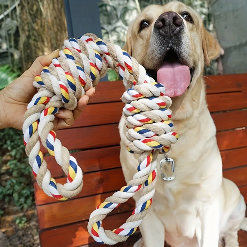 

1pc Teeth Cleaning Braided Rope Knot Pet Toy With Handle, Dog Chew Durable Toy For Cat And Dog Teeth Cleaning Supply