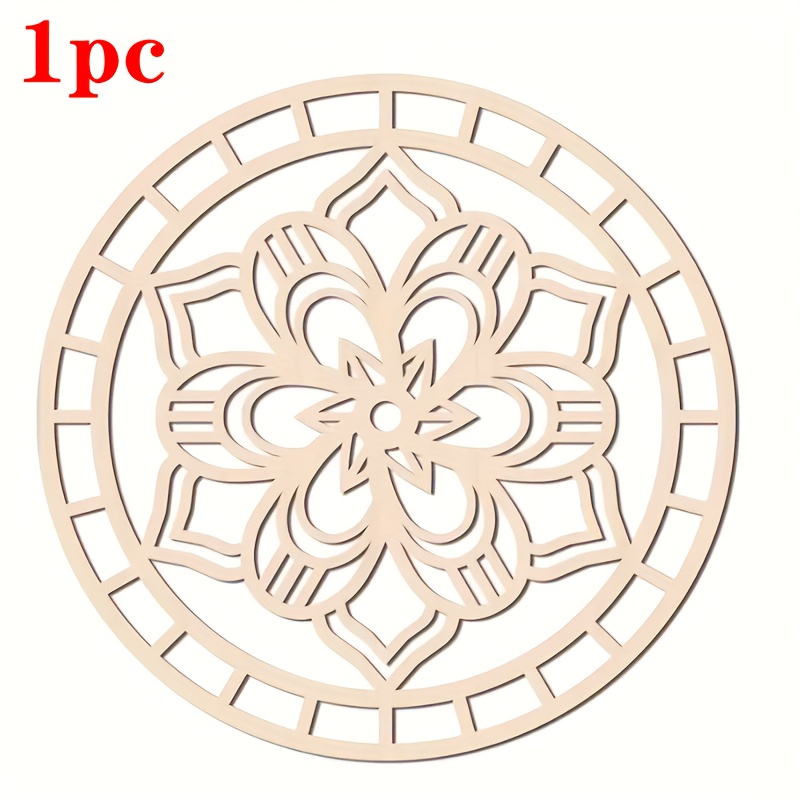 Image of 1pc Wooden Round Decorative Wood Diy Painting Craft Wooden Hanging Ornament For Festive Party Birthday Decoration