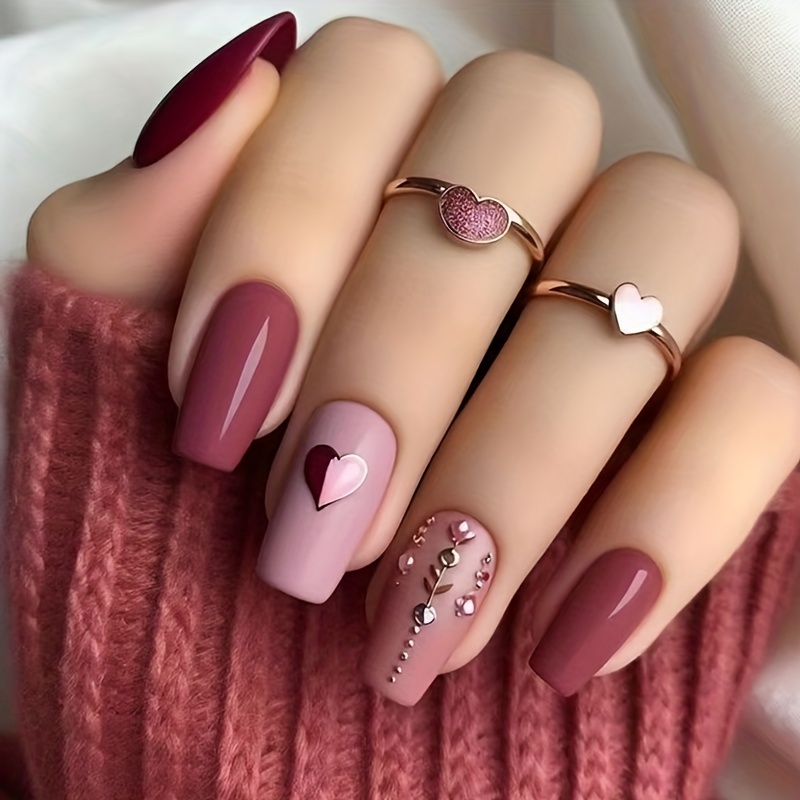 

Simple Nail Stickers Removable Nails Nails Solid Color Wearable Nails Nail Stickers Diamond Style 24 Pieces