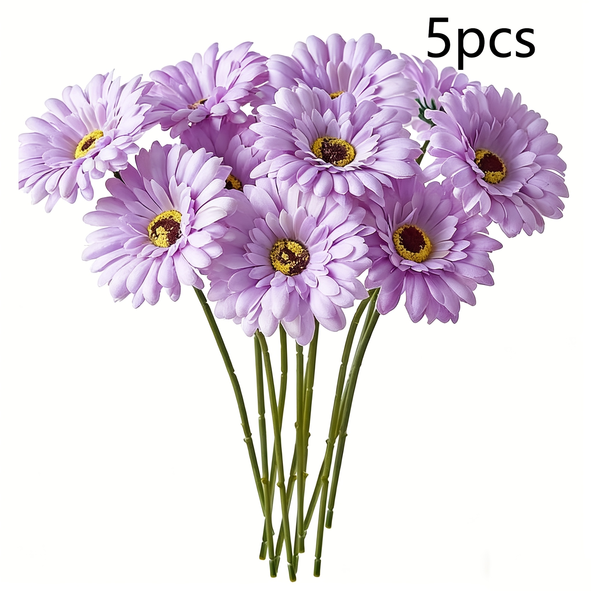 Artificial Daisies 5pcs Artificial Flowers Fake Flowers With Stems For Floral Arrangements Home Wedding Dining Table Party Garden Decor